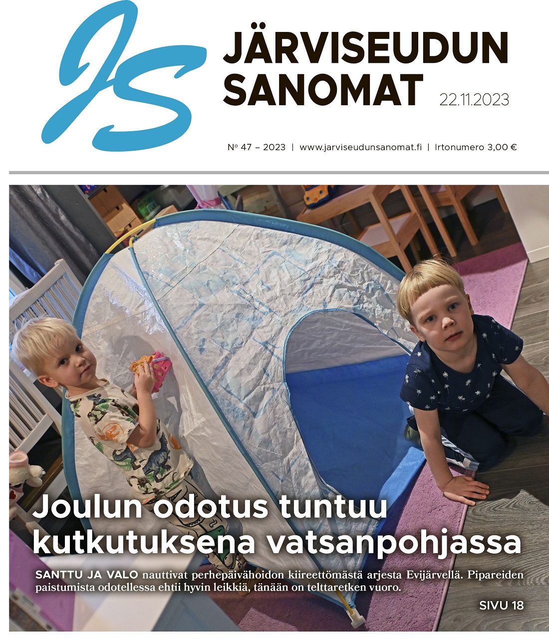 Järviseudun Sanomien isojakonumero 22.11.2023 on vapaasti luettavissa lehden kotisivuilla.