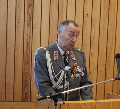 Juhlapuheen piti eversti evp. Ensio Mäkipelto.