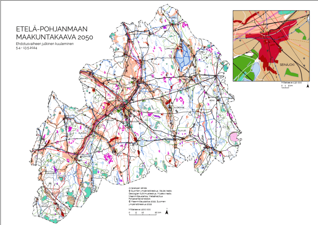 Etelä-Pohjanmaan maakuntakaava 2050 on esillä nyt ehdotusvaiheessa. Kuva: Etelä-Pohjanmaan Liitto.