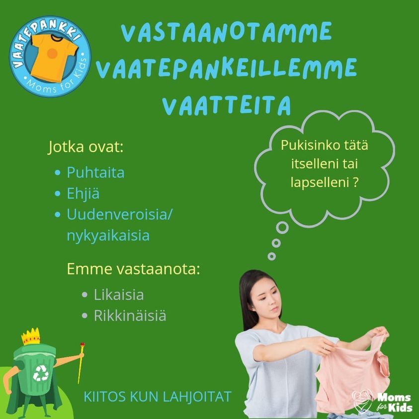 Moms for Kidsin Vaatepankin avoimissa ovissa laitetaan hyvä kiertämään!