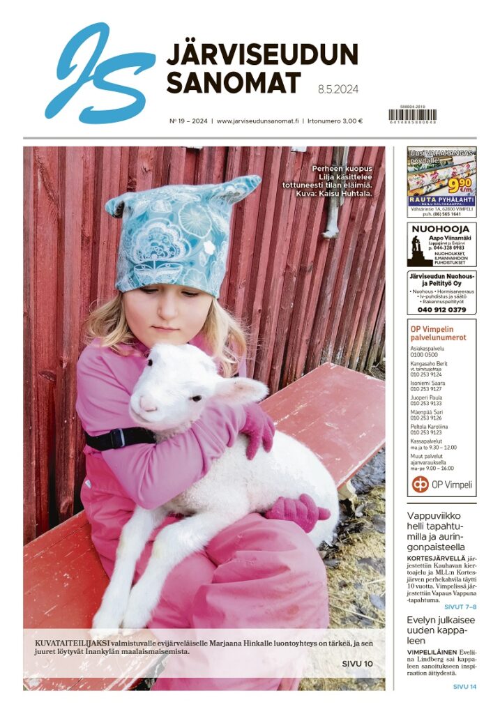 Järviseudun Sanomien numero 19/2024 ilmestyy 7.5.2024 kello 16 täynnä järviseutulaista elämänmenoa.