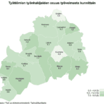 Maakunnan alhaisimmat työttömien työnhakijoiden osuudet olivat Evijärvellä (4,5 %), Kuortaneella (4,8 %) ja Soinissa (5,5 %).