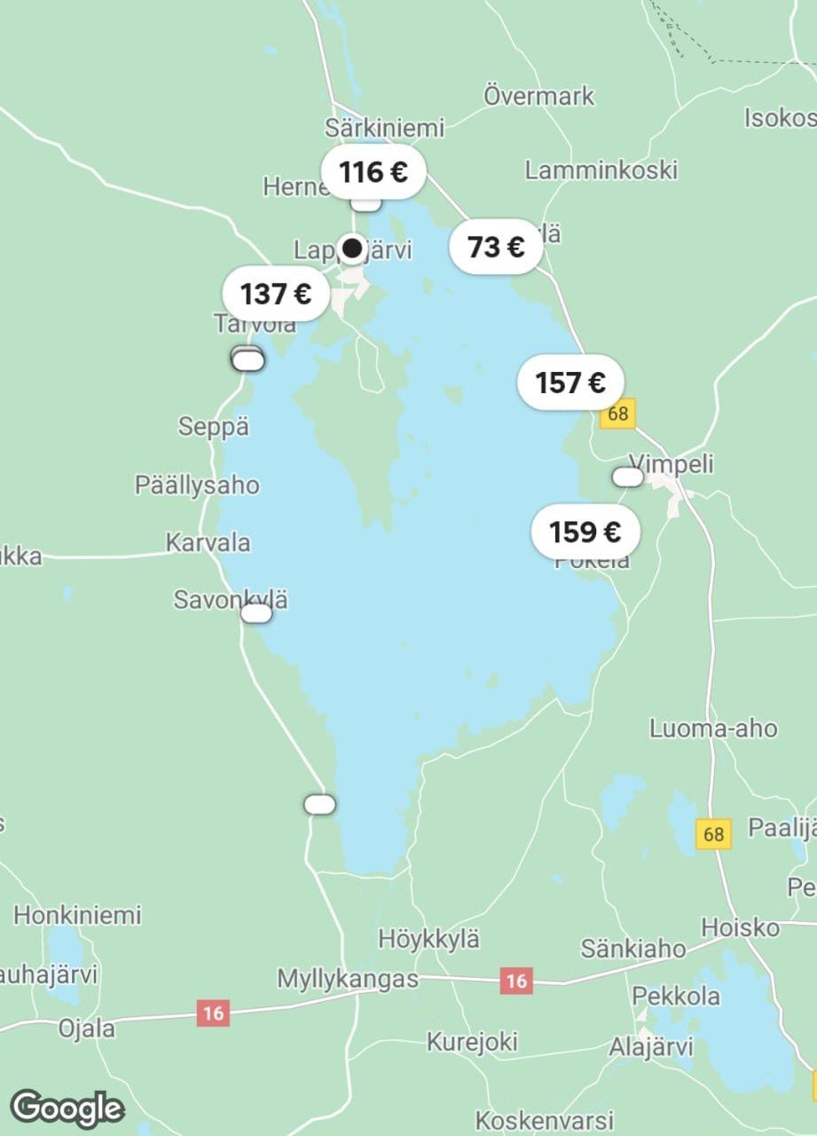 Järven ympärillä on useita yöpymispaikkoja. Kuva AirBnB:n sivulta.