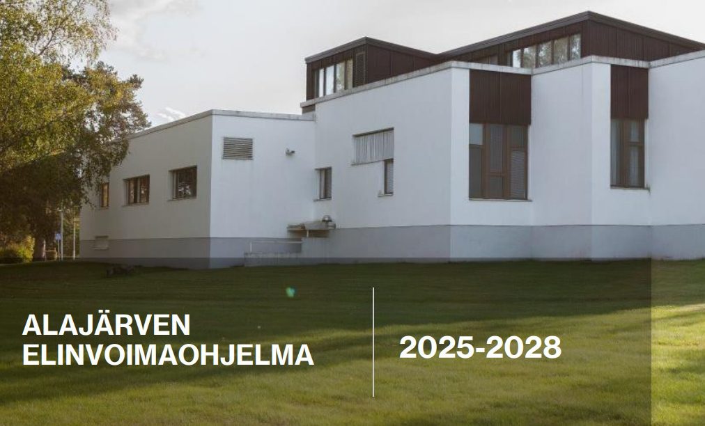 Alajärven kaupunginvaltuusto hyväksyi 27. tammikuuta kaupungin elinvoimaohjelman vuosille 2025–2028. Kuva on elinvoimaohjelman kannesta.