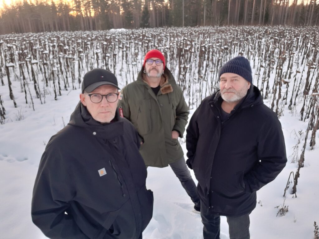 Pasi Mattila (vas.), takana Jarkko Mattila ja oikealla edessä Jukka Mäki muodostavat M3M-bändin. Nimi M3M on pieni sanaleikki, koska kaikkien kolmen soittajan sukunimi alkaa m-kirjaimella.