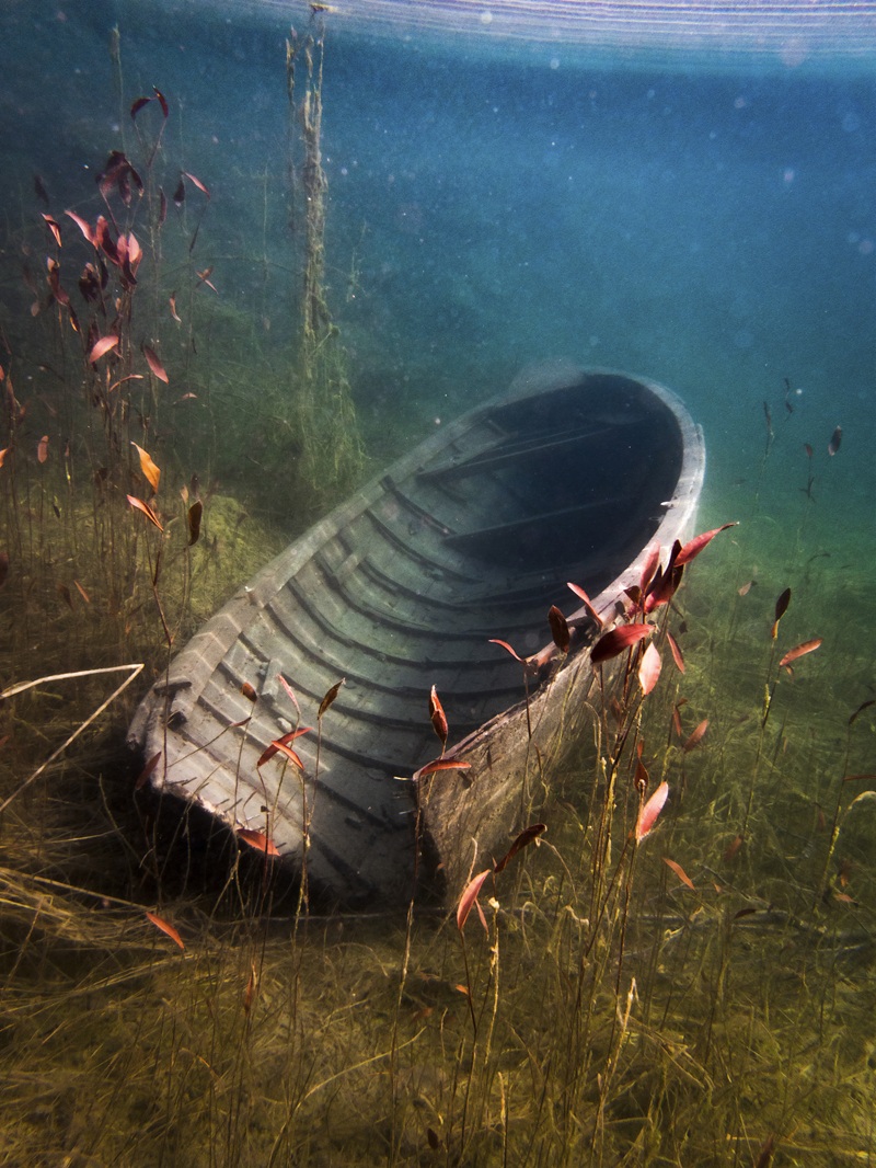 Kirjastossa on esillä Tomi Saarijärven Hiljaista valoa -näyttely, joka koostuu vedenalaisista kuvista.