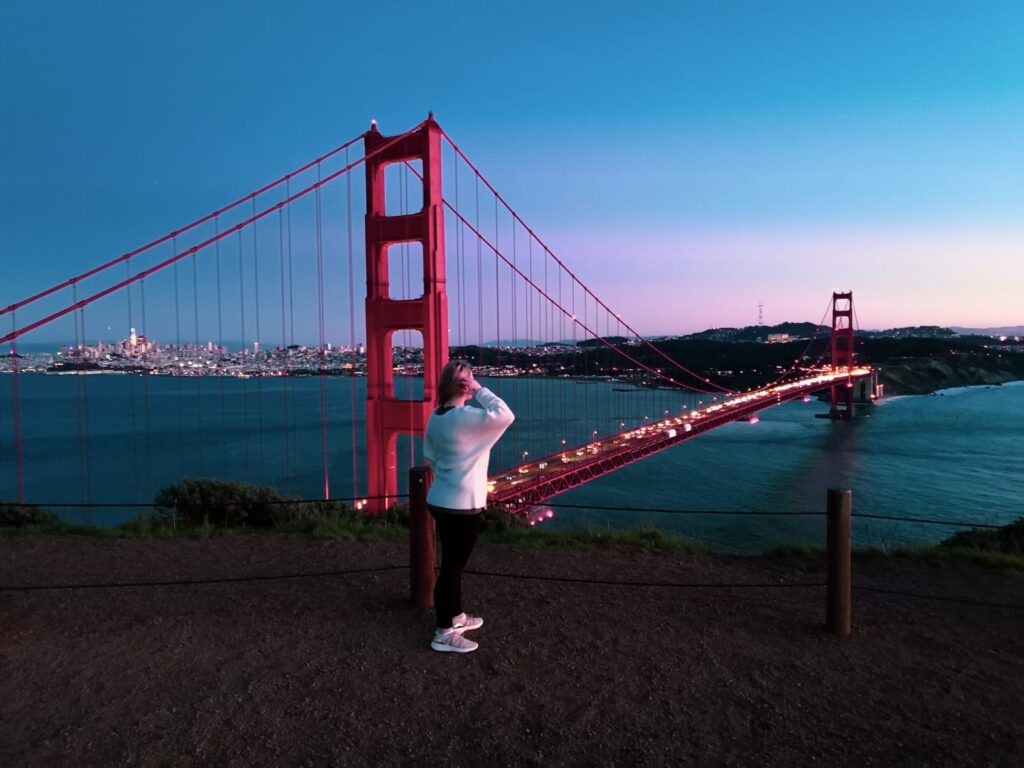 San Francisco ja Golden Gate Bridge. Maarit on viettänyt Yhdysvalloissa yhteensä 2,5 vuotta työskennellen au pairina sekä opiskellen.