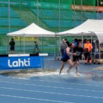 Simeon Hyypän SM-kävely taittui helteessä, estejuoksukisan aikana ukkosti. Kuva: Esko Hyyppä.