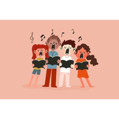 Luoma-ahon kylätalolla lauletaan yhdessä.