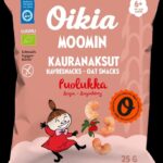 Takaisinveto koskee tuotetta Oikia Moomin kauranaksut puolukka 25 g (GTIN-koodi: 6430013253881) ja sen erää parasta ennen 15.7.2026.