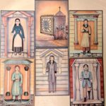 Ylärivi vas. Soinin vaivaisakka, Vimpelin keräyslipas ja Lappajärven vaivaisukko. Alarivi vas. Alajärven vaivaispoika, Evijärven ja Kortesjärven vaivaisukko.  