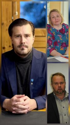 Vimpelin kunnanjohtaja Sam Leijonanmieli (vas.), Eveliina Nokua-Keisanen ja Marko Timo odottavat tulevaa vuotta luottavaisin mielin. –Asiat etenevät hyvässä hengessä ja ensi vuodesta tulee varmasti mielenkiintoinen.