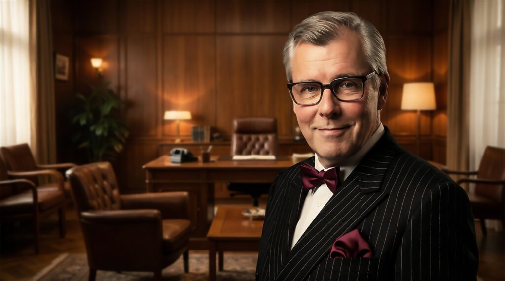 Nimikkoroolissa auervaarana ja herrasmieshuijari-Gabrielina nähdään nuorisoseuran lavalta tuttu Eero Kankaansyrjä. KUVA: Kortesjärven Ylikylän Nuorisoseura