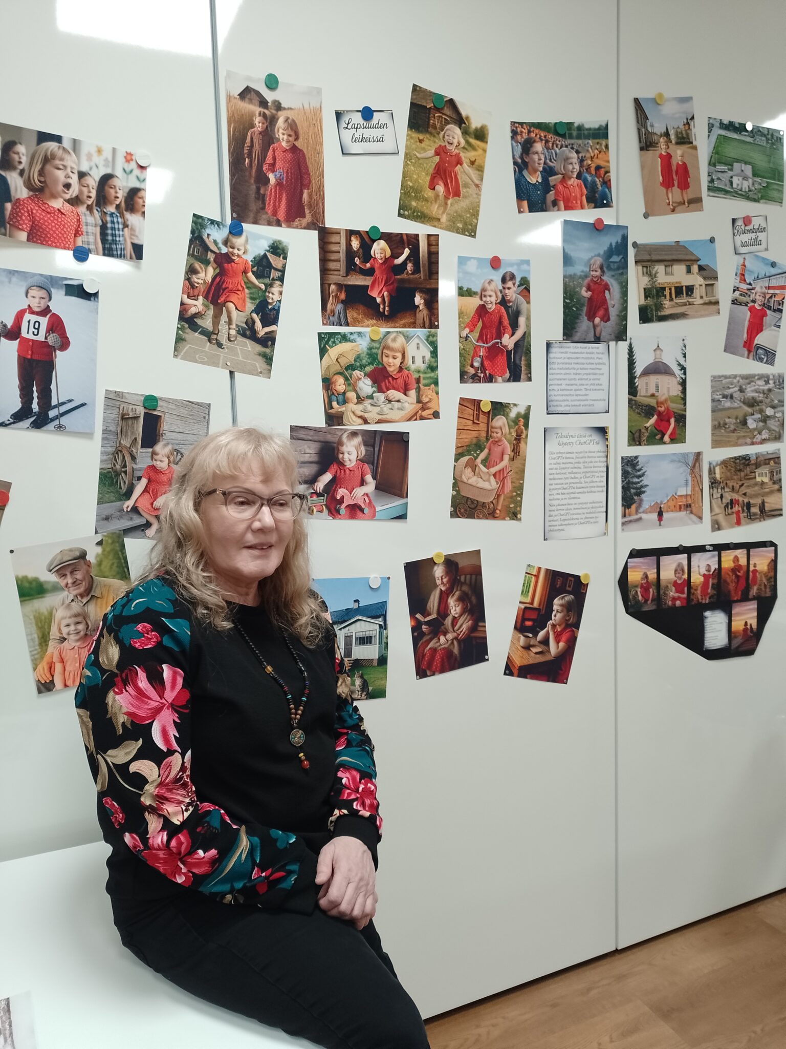 Maila Riihiaho ehti tuskastuakin tekoälyn kanssa työskentelyyn, mutta punatukkaisen tytön seikkailujen kuvittaminen oli innostavaa.