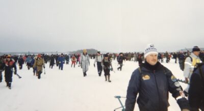 Lappajärvellä on järjestetty isoja pilkkikisoja. Kuva: T.Tyynelä 1995.