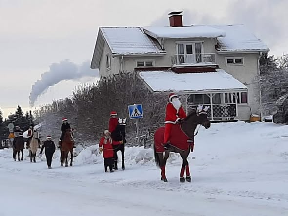 Joulukulkueeseen osallistuu vuosittain kymmenkunta ratsukkoa. Kuva: Marko Vanhamäki.