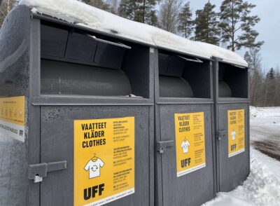 Etelä-Pohjanmaan innokkaimmat kierrättäjät löytyivät Vimpelistä (3,4 kg/as).Edellisvuoteen verrattuna vaatelahjoitukset lisääntyivät Etelä-Pohjanmaalla eniten Evijärvellä. Kuva: UFF.