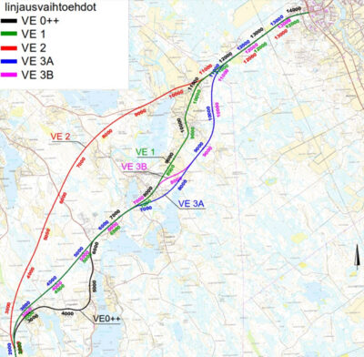 Kt 63 Ina Kaustinen pääsuuntaselvityksen vaihtoehdot