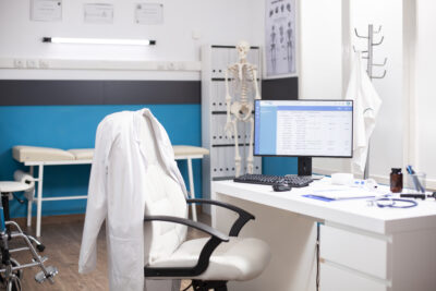 Empty medical office with desktop pc
