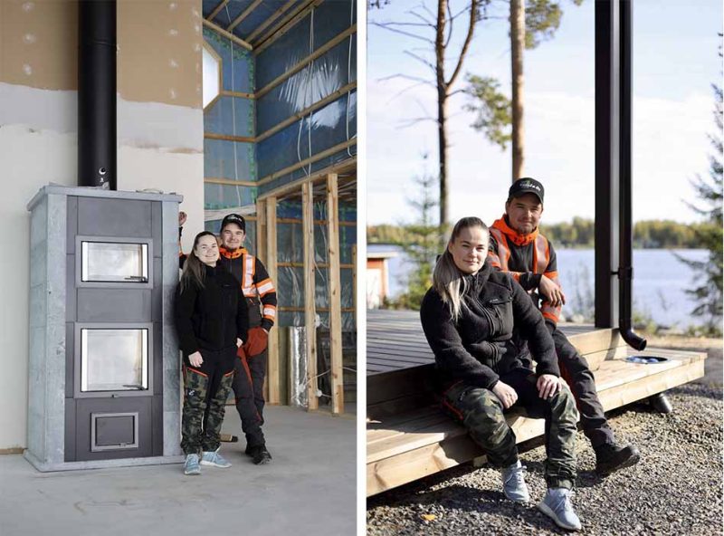 Julia Rättyä ja Eetu Kokko ovat suunnitelleet tulevan kodin omien mieltymysten mukaiseksi. Korkea sisäkatto on hieno lisä uudessa kodissa.